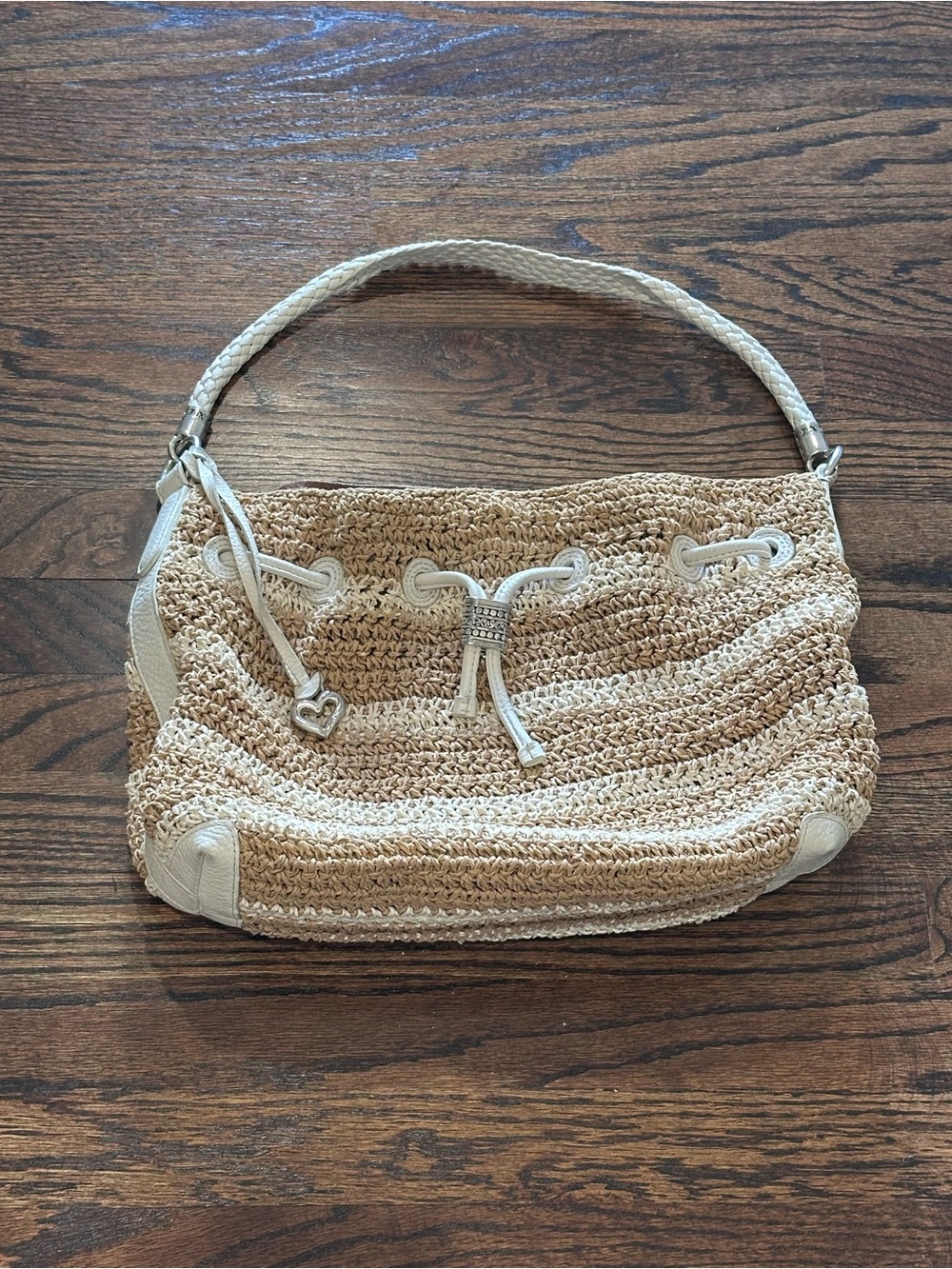 Brighton Straw and White Leather Sierra Satchel